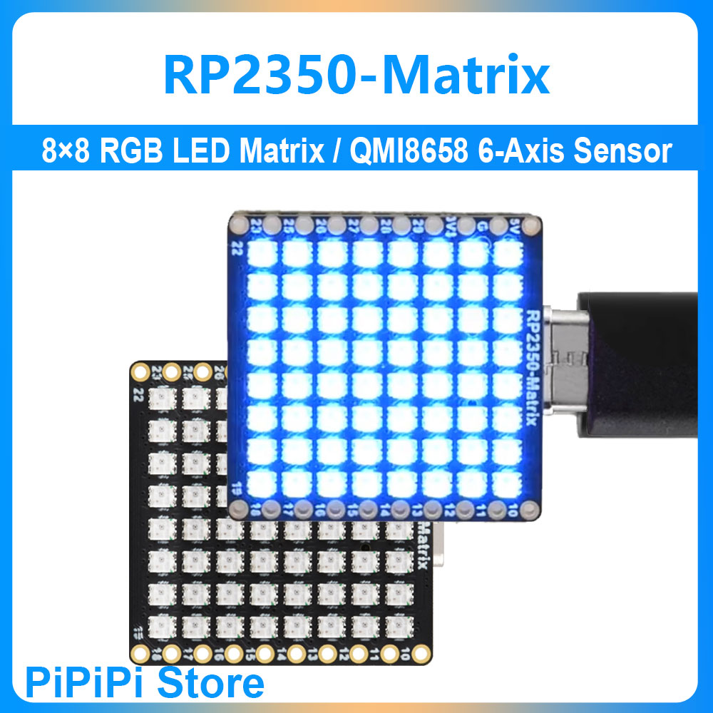 Rgb Led Matrix 8X8 - Плата разработки матрицы RP2350, 8x8 RGB